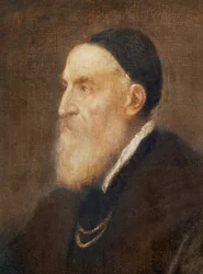 Selvportræt detalje af hovedet, c.1575 olie på lærred